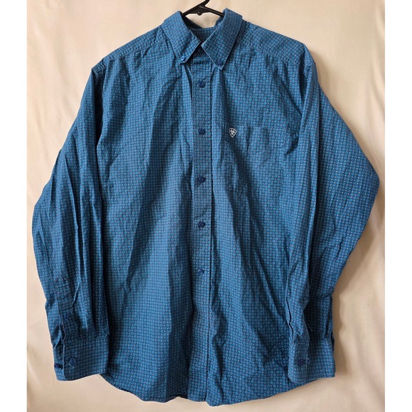 Ariat Other - Ariat Mens Blue Geometric Print Long Sleeve Western Button Down Shirt Large